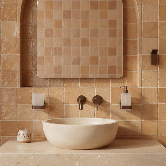 Bathroom accessories set brushed bronze