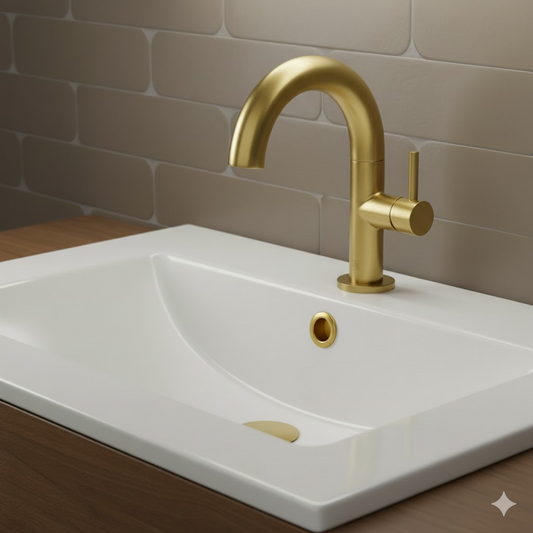 Basin Mixer Tap with Side Lever - Brushed Brass