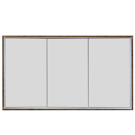 LUCA Three Doors Bathroom Mirror Cabinet with Light and Demister – 1200 x 700mm - Brushed Bronze Frame