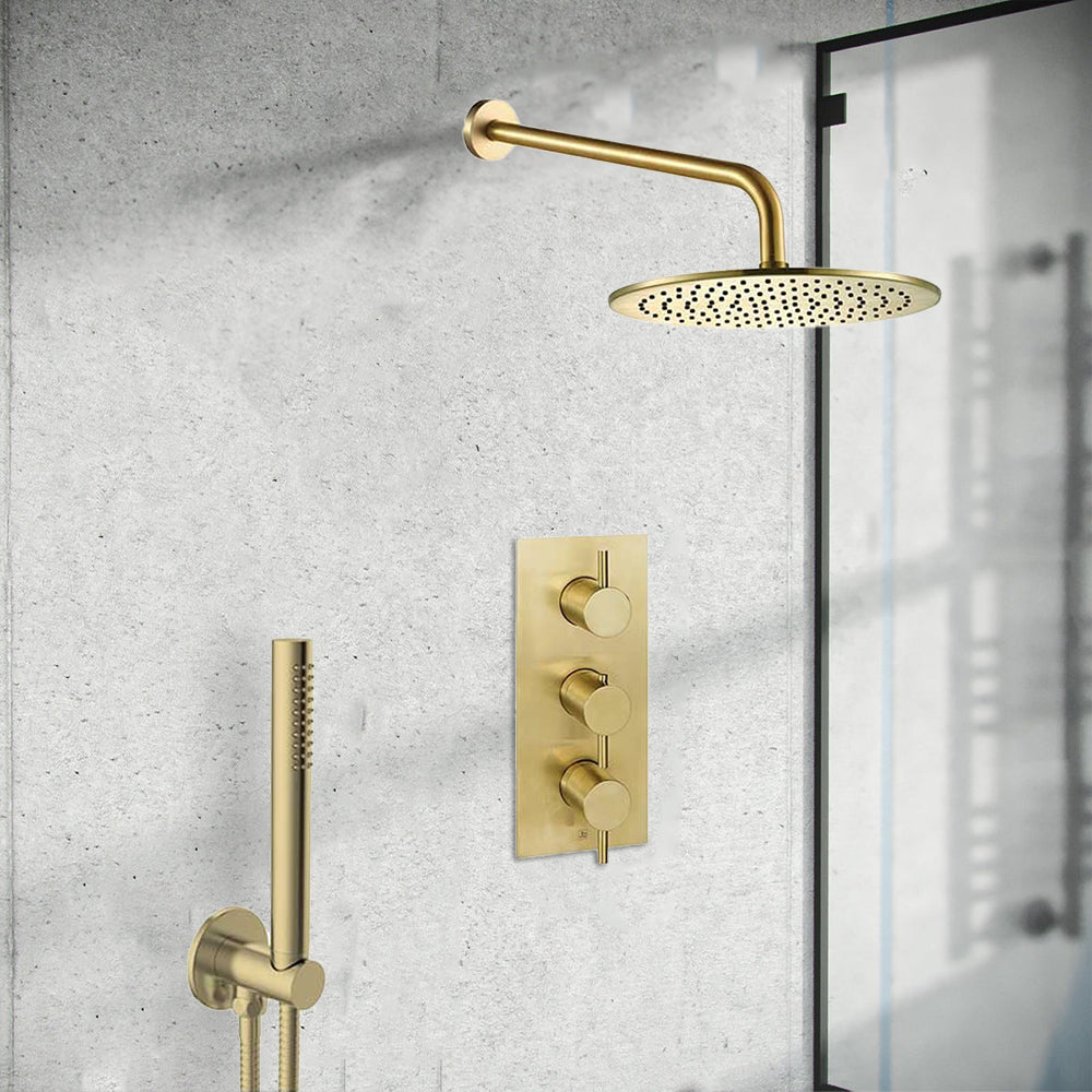 Brass 2 Outlet Concealed Shower Set – Brushed Gold