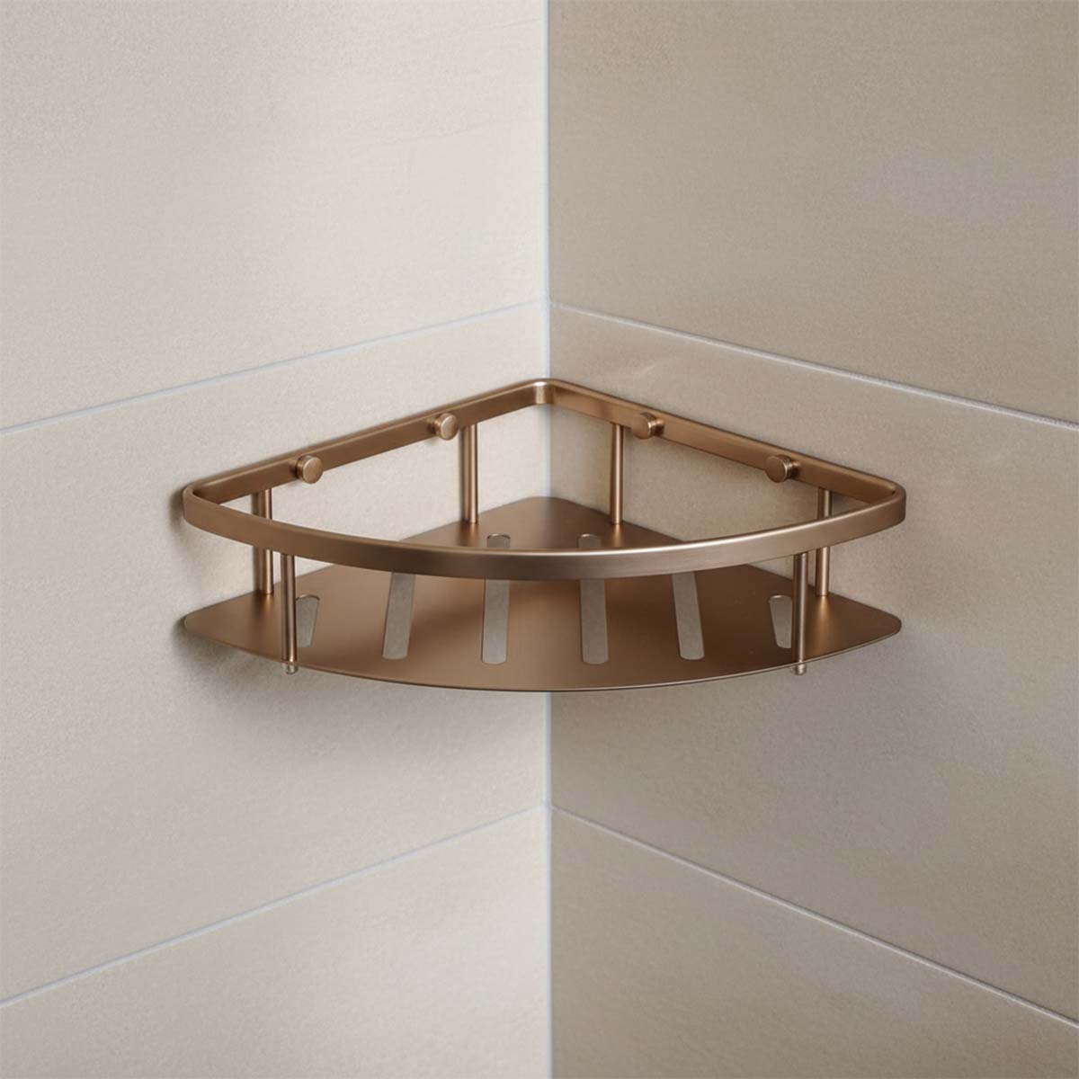 Brushed Bronze Single Shower Basket

