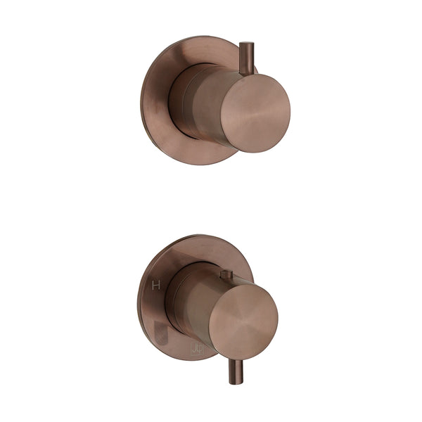 Concealed Thermostatic Two Outlets Shower Mixer Valve - Brushed Bronze