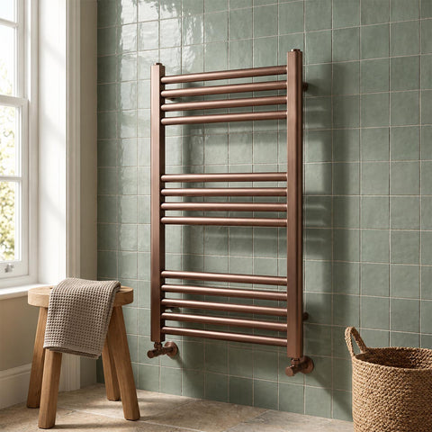 Brushed Bronze Towel Rail Radiator - 800mm x 500mm