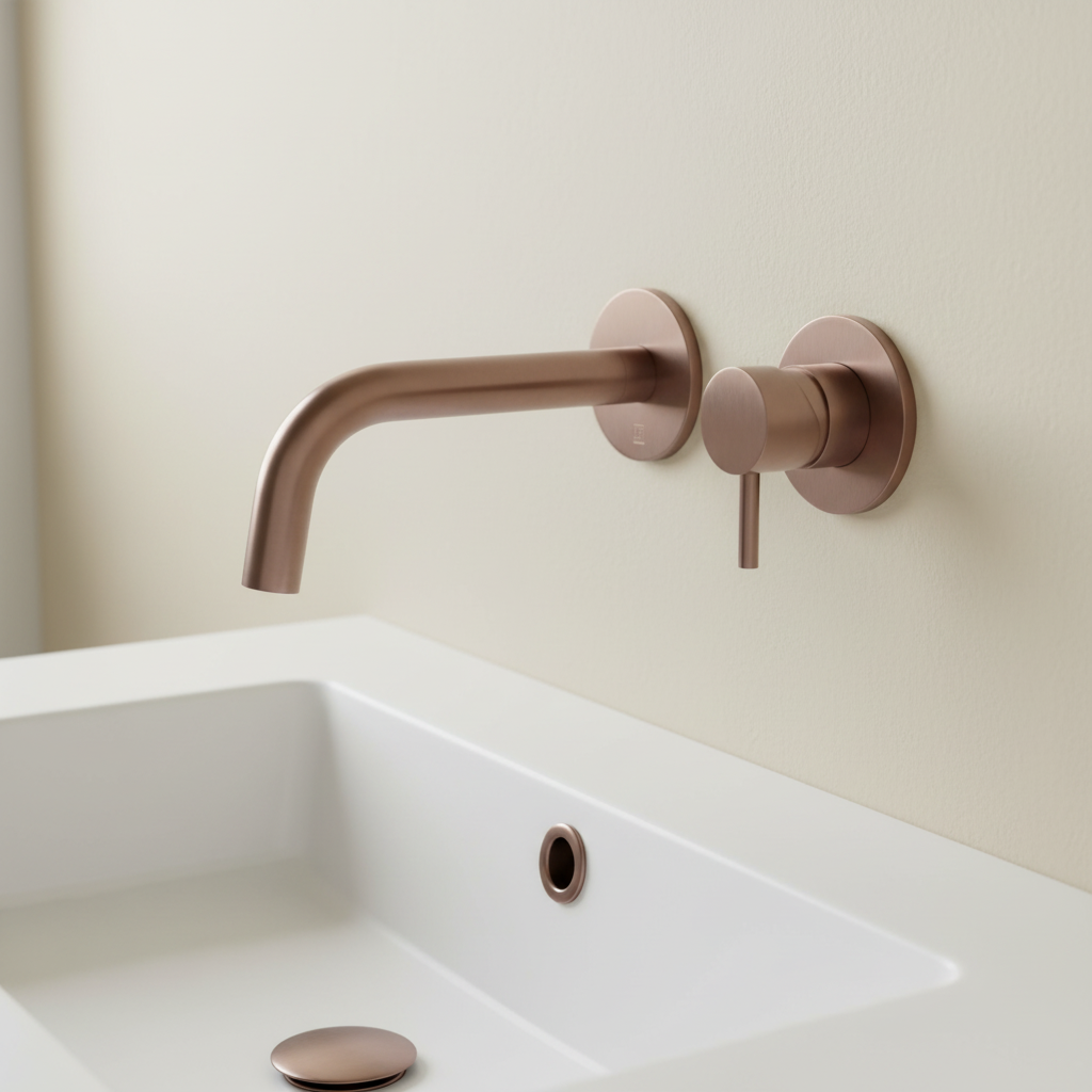 Bronze Wall Mounted 2 Hole Basin Mixer Tap