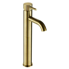 Brushed Gold Tall Basin Mixer Tap with Designer Handle