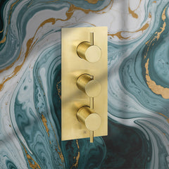 Brushed Brass 3 Outlets Concealed Thermostatic Shower Valve 