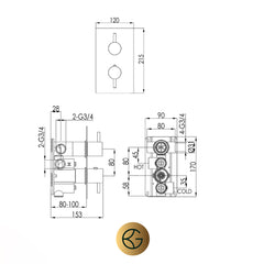 brushed gold thermostatic shower valve