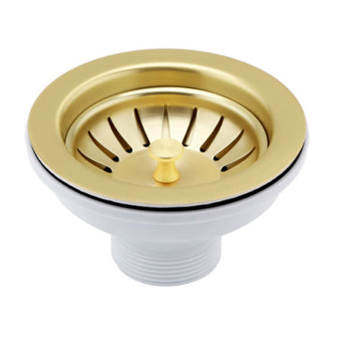 Brushed Brass Kitchen Sink Strainer Waste - 90mm

