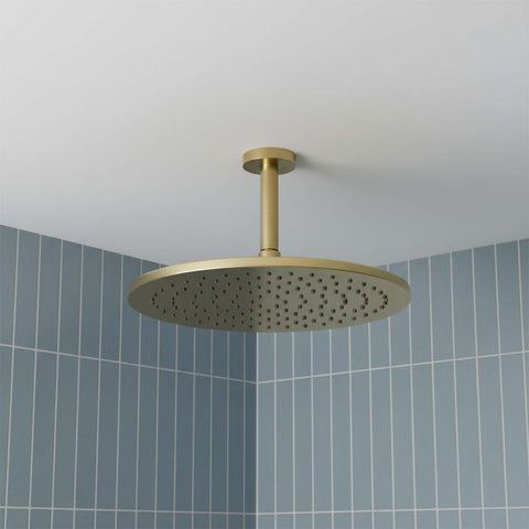 Brushed Brass Round Overhead Shower – 250mm