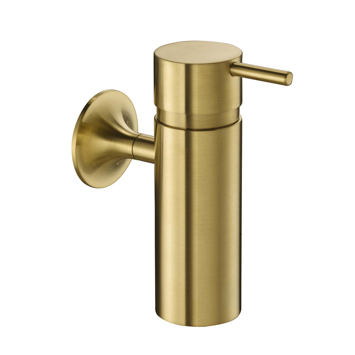 Brushed Brass Round Soap Dispenser - Wall Mounted