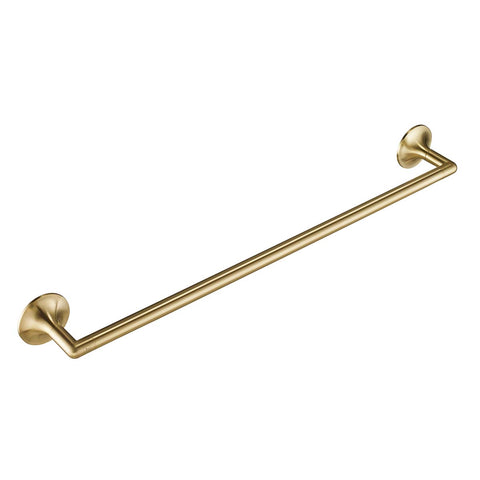 Brushed Brass Round Towel Holder Bar - 600mm