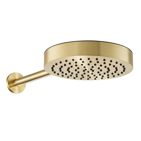 Brushed Brass Shower Head with Shower Arm - Wall Mounted