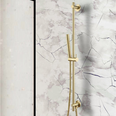 Brushed Brass Shower Slider Rail Kit with Handset and Hose