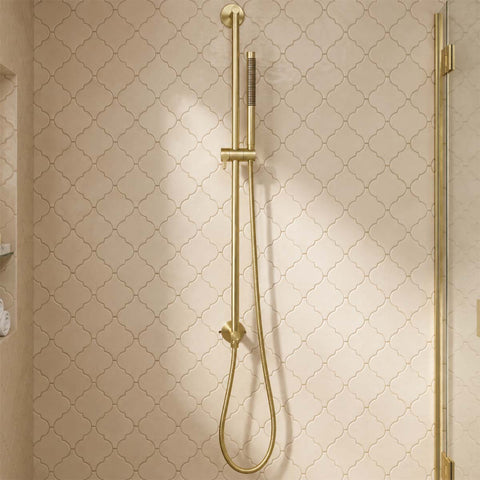 Brushed Brass Slider Rail Kit with Pencil Shower Handset