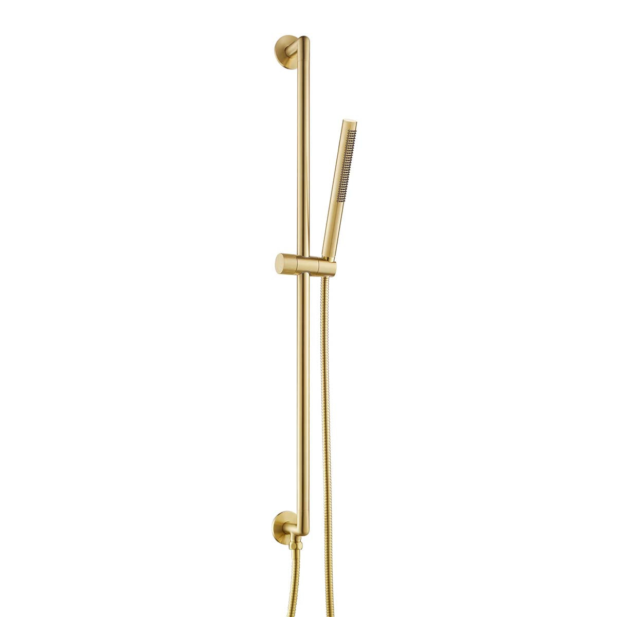 Brushed Brass Slider Rail with Microphone Shower Handset and Elbow