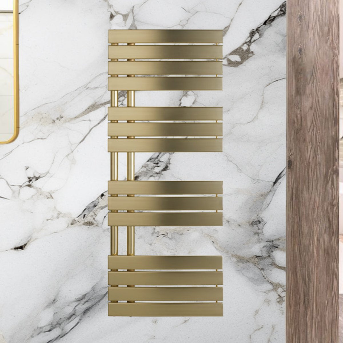 Brushed Brass Towel Rail with Flat Panels