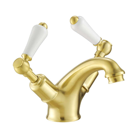 Brushed Brass Traditional Mono Basin Tap with Pop up Waste