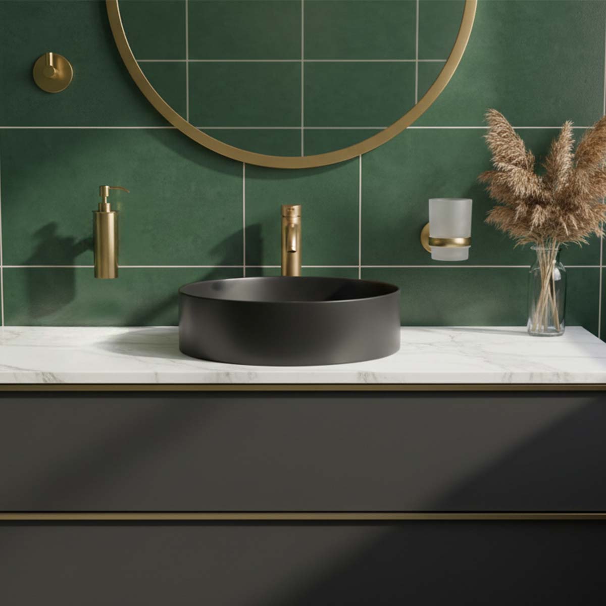 Brushed Brass Tumbler with Holder, Soap Dispenser and Single Robe Hook Set