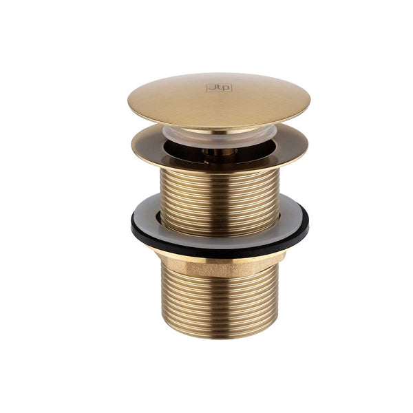 Brushed Brass Unslotted Click Clack Bath Waste for Freestanding Baths