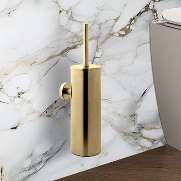 Brushed Brass Wall Mounted Toilet Brush and Holder Set

