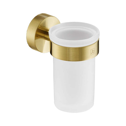 Brushed Brass Wall Mounted Tumbler with Holder