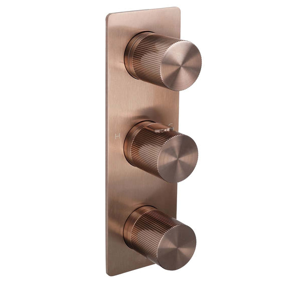 Brushed Bronze Concealed Thermostatic Two Outlet Mixer Valve