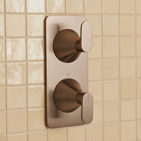 Brushed Bronze Concealed Thermostatic Two Outlets Shower Mixer Valve
