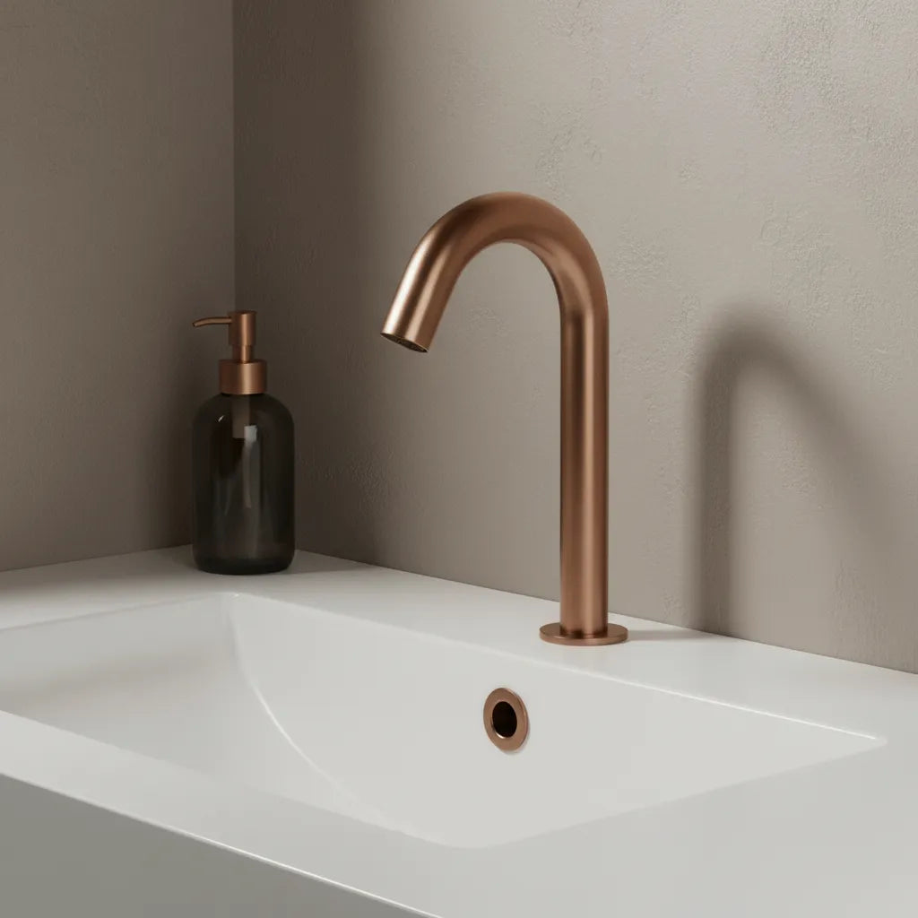 Brushed Bronze Deck Mounted Basin Tap with Motion Sensor