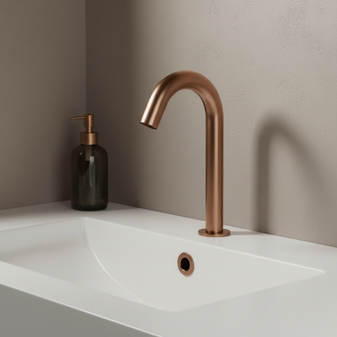 Brushed Bronze Deck Mounted Basin Tap with Motion Sensor