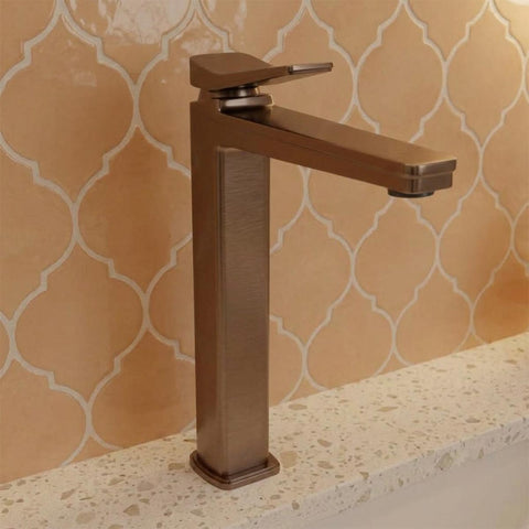 Brushed Bronze Single Lever High Rise Basin Mixer Tap