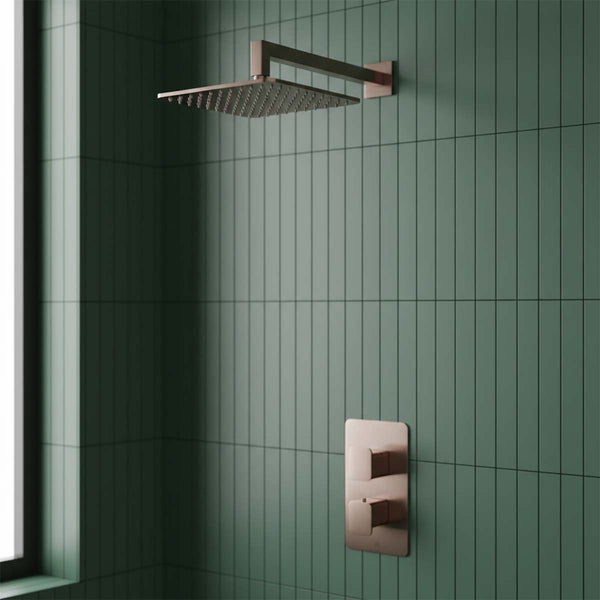 Brushed Bronze Square Fixed Shower Head 250mm 