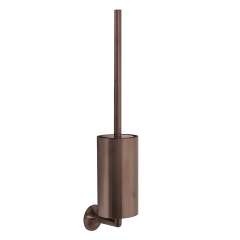 Brushed Bronze Toilet Brush Holder with Brush - Wall Mounted