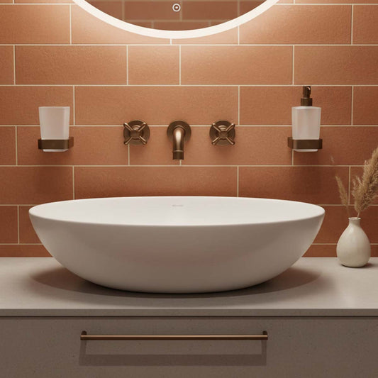 Brushed Bronze Wall Mounted Square Soap Dispenser and Tumbler with Holder Set