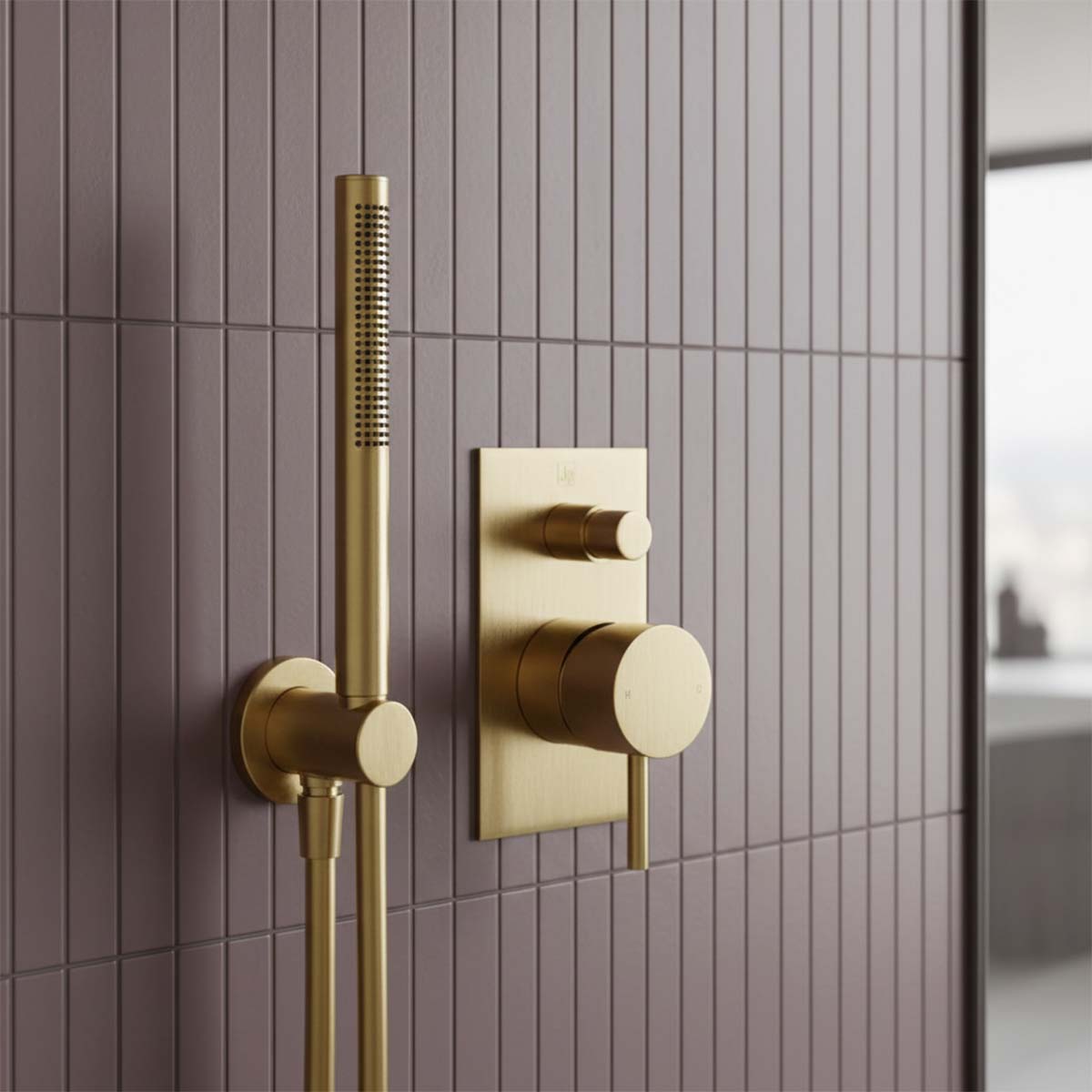 Brushed Gold 2 Outlet Single Lever Concealed Manual Diverter Valve