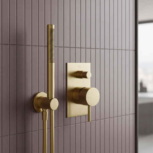 Brushed Gold 2 Outlet Single Lever Concealed Manual Diverter Valve