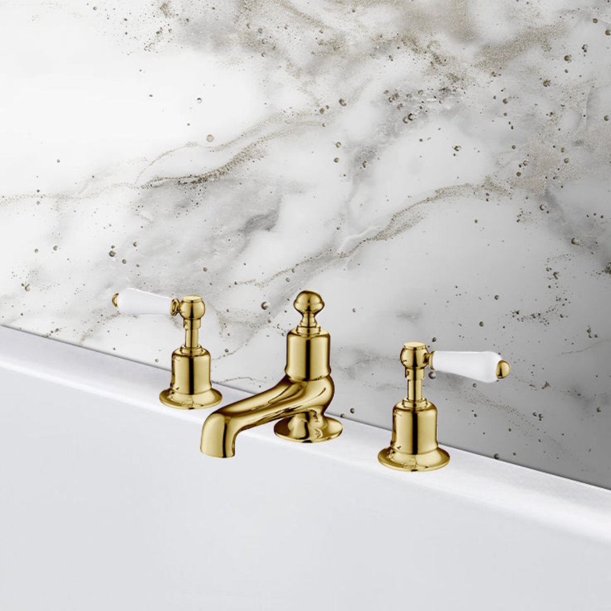 Brushed Gold 3-Hole Deck Mounted Bath Filler Tap