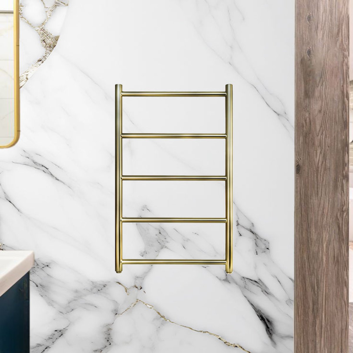 Brushed Gold Towel Rail Radiator Dual Fuel 