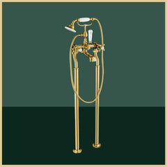 gold bath tap with shower head