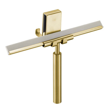 Brushed brass shower squeegee with double sided holder
