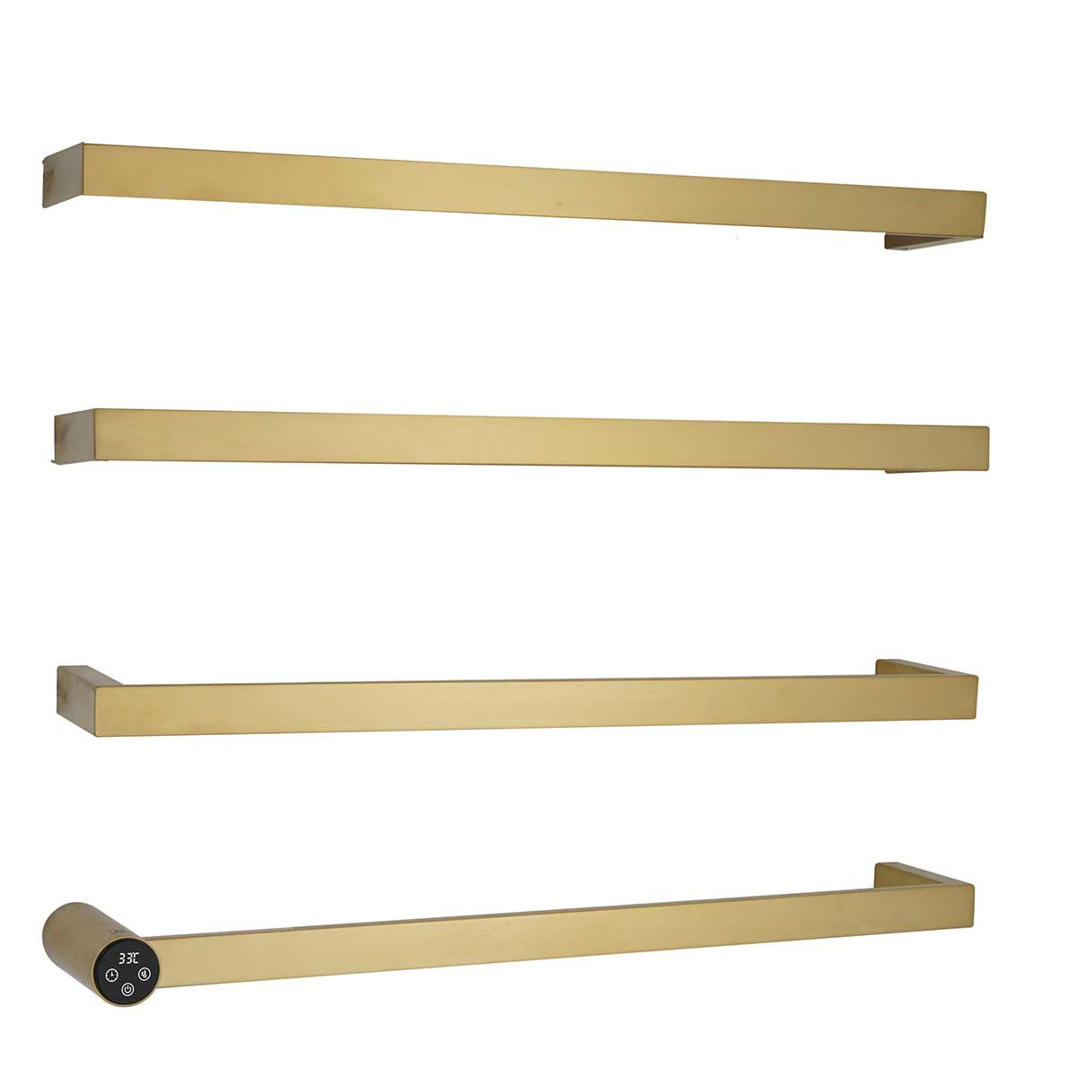 Brushed gold electric towel bars