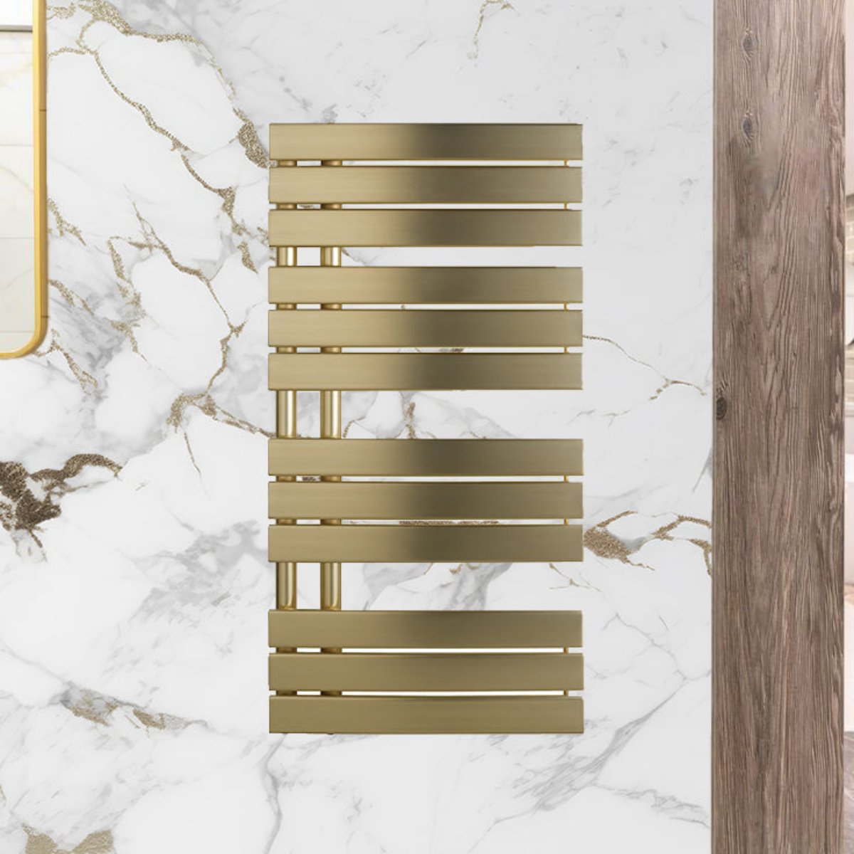 Brushed brass heated towel rail