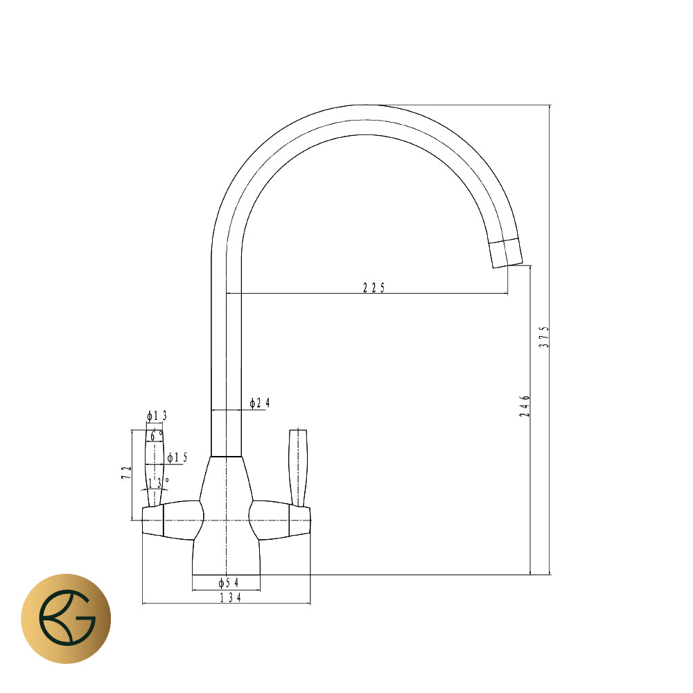 kitchen tap gold technical details