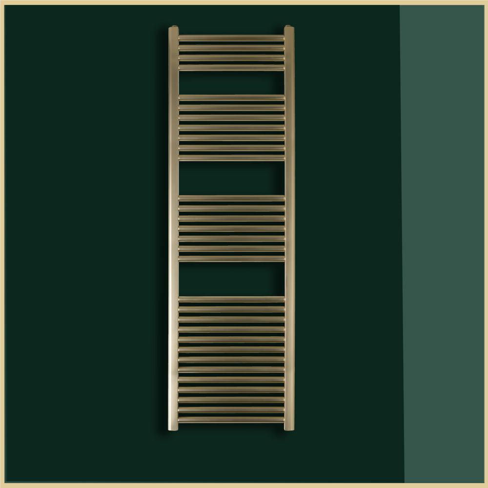 brushed gold heated towel rail