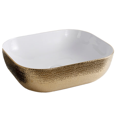 Ceramic Countertop Basin Gloss Gold & White