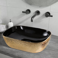 Ceramic Gloss Countertop Basin Gold & Black 