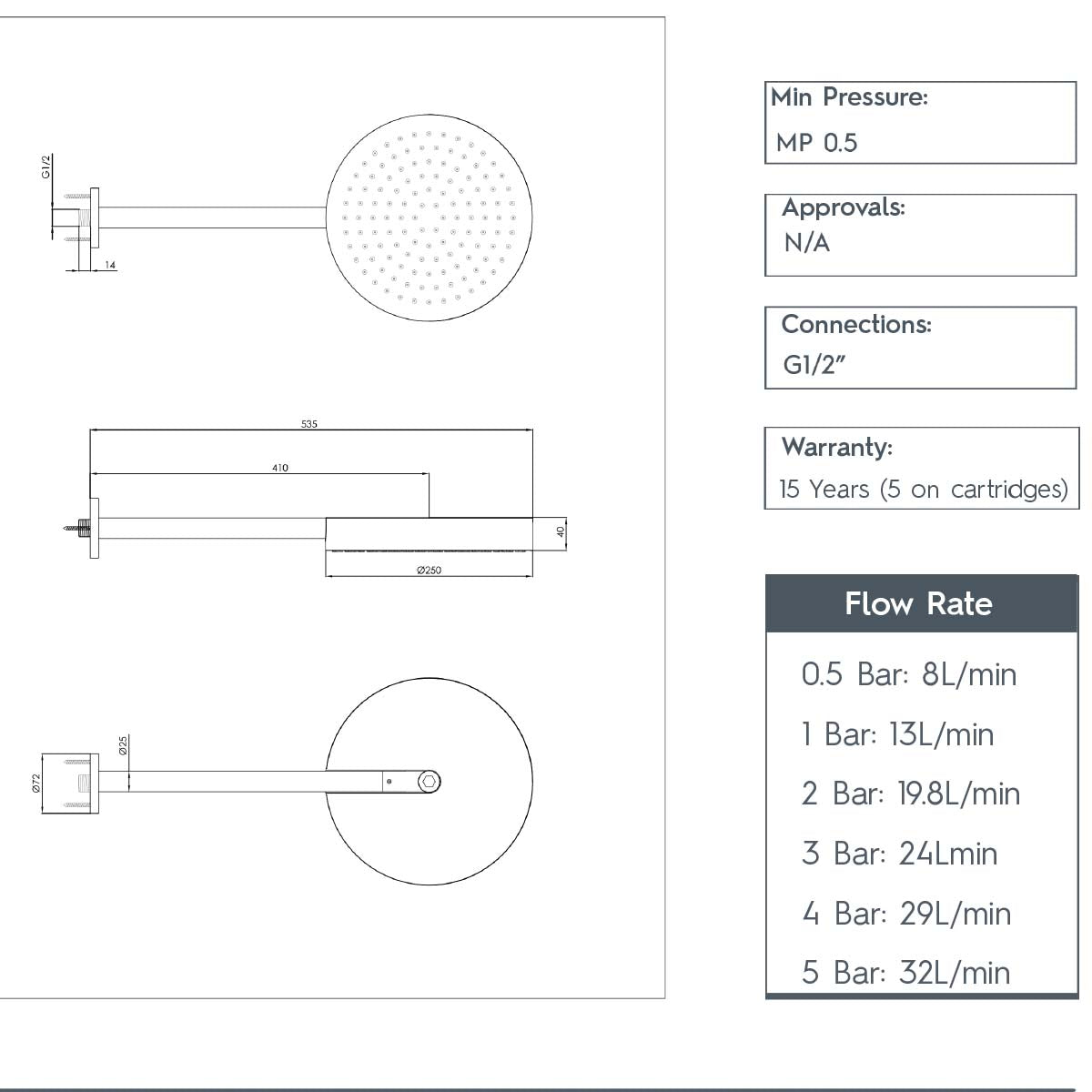  Concealed Thermostatic Two Outlet Mixer Valve