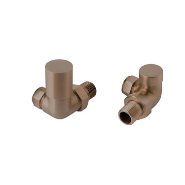 Corner Towel Radiator Valves - Brushed Bronze

