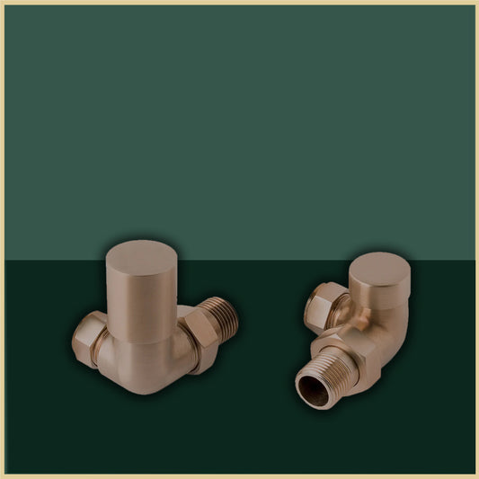 Corner Radiator Valves - Brushed Bronze Finish