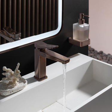 Deck-Mounted Single Lever Basin Mixer Tap - Brushed Bronze

