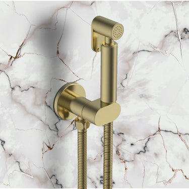Douche Kit Set with Hose and Shut Off Valve – Brushed Brass

